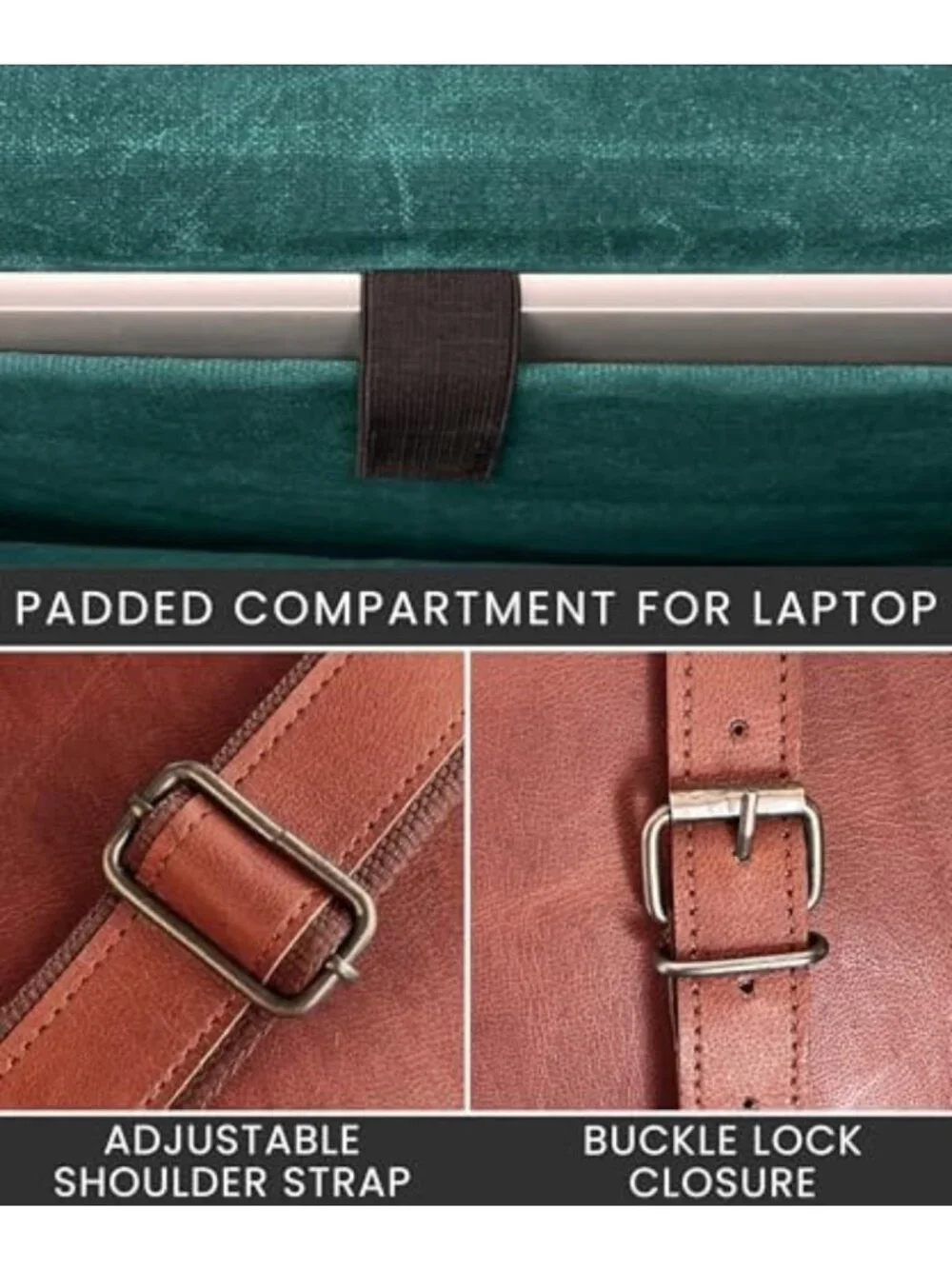 Stylish Full Grain Leather Messenger Bag - Unisex Laptop Satchel for Office Use